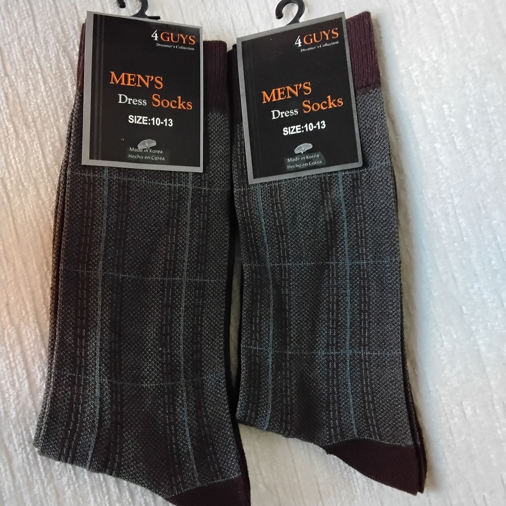4Guys Men's Reddish Brown Dress Socks 2 Pairs Size 10-13 - Picture 3 of 6